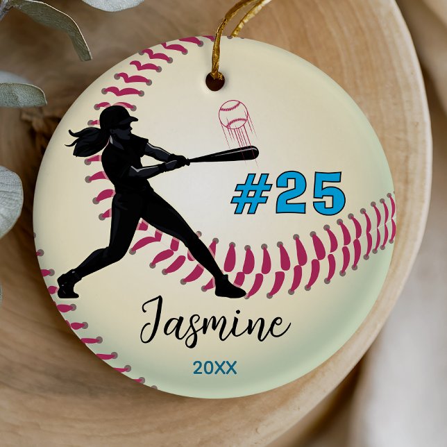 Cool baseball sports team girl athlete ceramic ornament (Creator Uploaded)