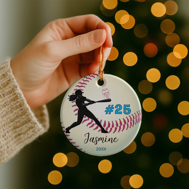 Cool baseball sports team girl athlete ceramic ornament (Creator Uploaded)