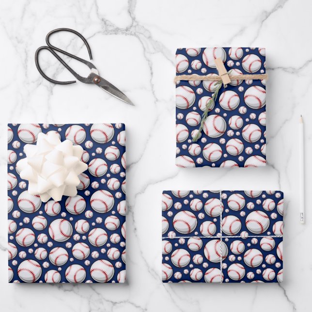 Cool Baseball sports tiled pattern  Wrapping Paper Sheet (Front)