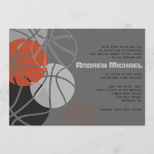 COOL BASKETBALL Bar Mitzvah Invitation
