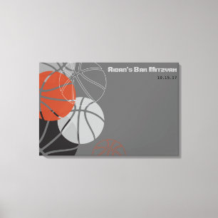 COOL BASKETBALL Bar Mitzvah Sign-In Board Canvas Print