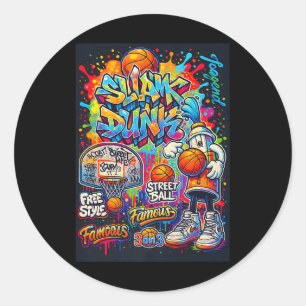 Cool Basketball Graffiti Style Illustration Graphi Classic Round Sticker