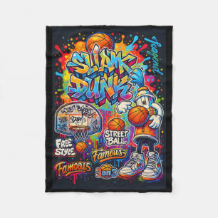 Cool Basketball Graffiti Style Illustration Graphi Fleece Blanket
