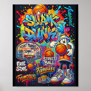Cool Basketball Graffiti Style Illustration Graphi Poster