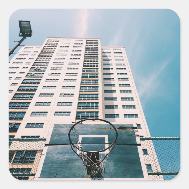 Cool Basketball Hoop Square Sticker (Front)