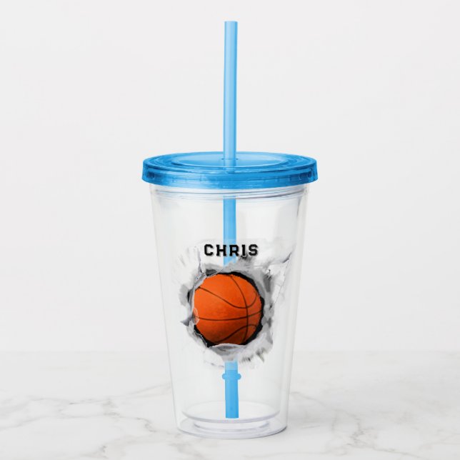 Cool Basketball Sports Acrylic Tumbler (Front)