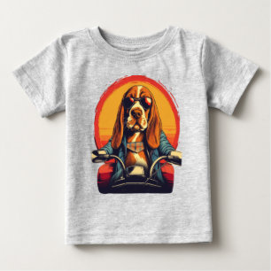 Cool basset hound biker in the sunset baby T-Shirt