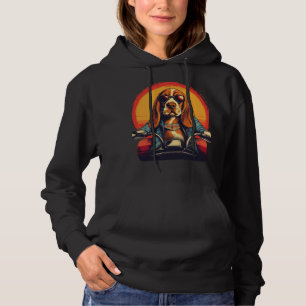 Cool basset hound biker in the sunset hoodie