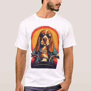 Cool basset hound biker in the sunset T-Shirt