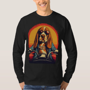 Cool basset hound biker in the sunset T-Shirt