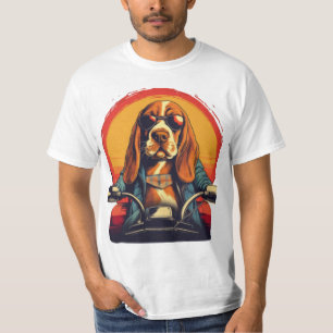 Cool basset hound biker in the sunset T-Shirt