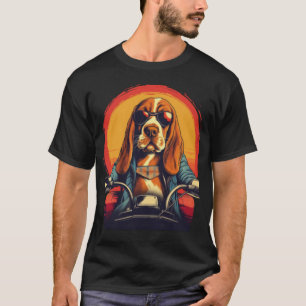 Cool basset hound biker in the sunset T-Shirt