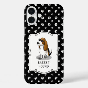 Cool Basset Hound dog and sunglasses (tri-colour 1 iPhone 16 Plus Case
