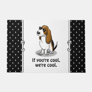 Cool Basset Hound dog and sunglasses (tri-colour 1 Doormat