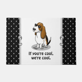 Cool Basset Hound dog and sunglasses (tri-colour 1 Doormat