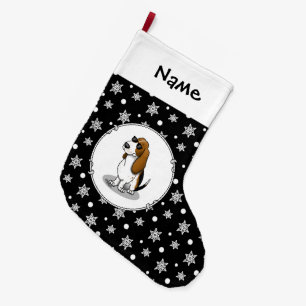 Cool Basset Hound dog and sunglasses (tri-colour 1 Large Christmas Stocking