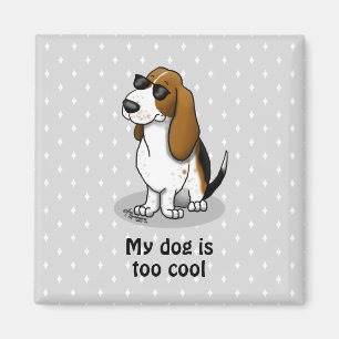 Cool Basset Hound dog and sunglasses (tri-colour 1 Magnet