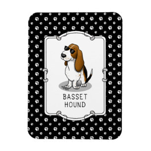 Cool Basset Hound dog and sunglasses (tri-colour 1 Magnet