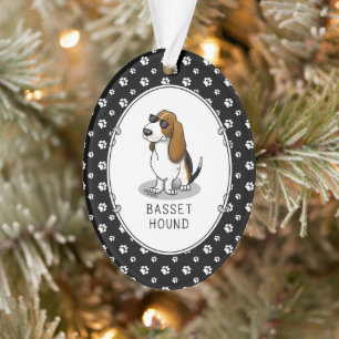 Cool Basset Hound dog and sunglasses (tri-colour 1 Ornament