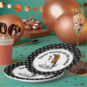 Cool Basset Hound dog and sunglasses (tri-colour 1 Paper Plate