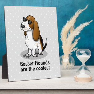 Cool Basset Hound dog and sunglasses (tri-colour 1 Plaque