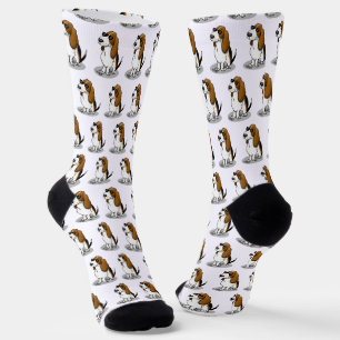 Cool Basset Hound dog and sunglasses (tri-colour 1 Socks