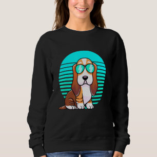 Cool Basset Hound Kids Boys Vintage Dog Sunglasses Sweatshirt
