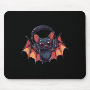 Cool Bat With Headphones Flies With Cool Jams For  Mouse Pad