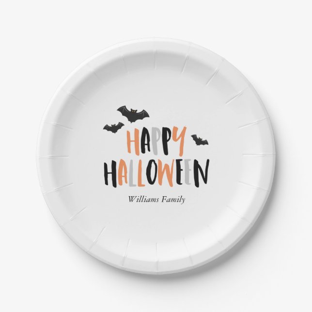 Cool Bats Halloween Party Paper Plate (Front)