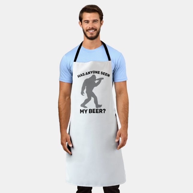 Cool BBQ Beer Lover Griller Funny Big Foot Grill Apron (Worn)