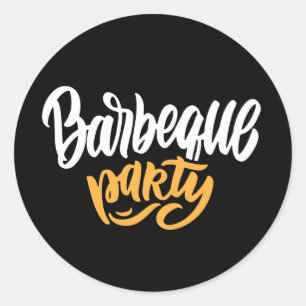 Cool BBQ party word art Classic Round Sticker