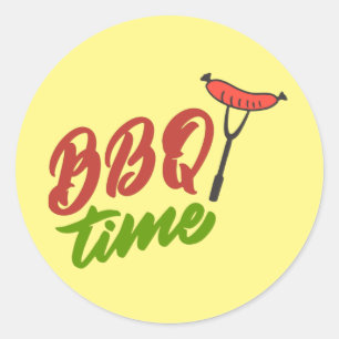 Cool BBQ time word art  Classic Round Sticker