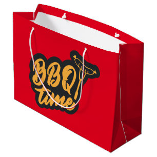 cool bbq time word art party Large Gift Bag