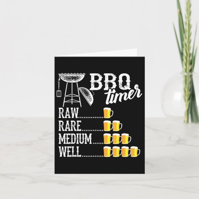 Cool Bbq Timer Raw Rare Medium Well Funny Beer Dri Card (Front)