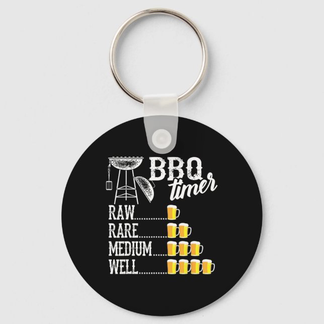 Cool Bbq Timer Raw Rare Medium Well Funny Beer Dri Key Ring (Front)