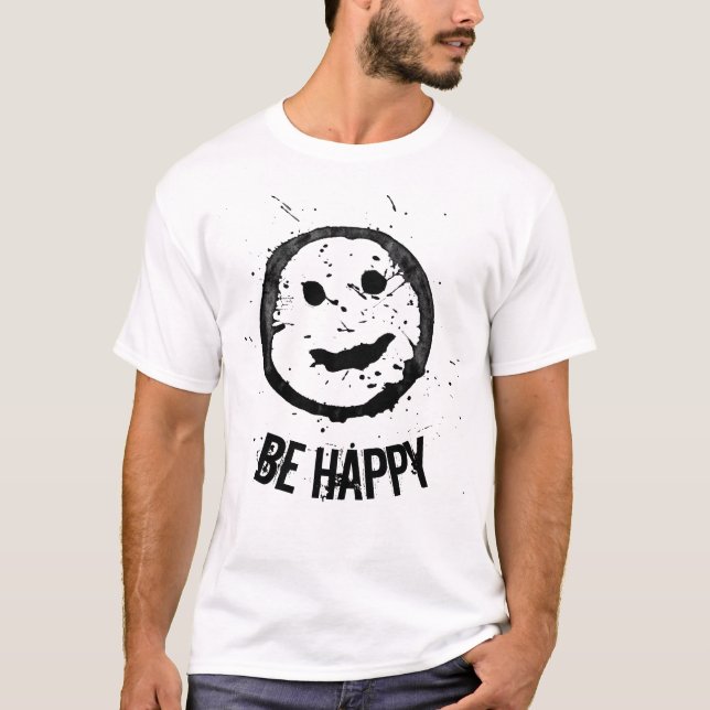 Cool Be Happy Smile face Custom text T-Shirt (Front)