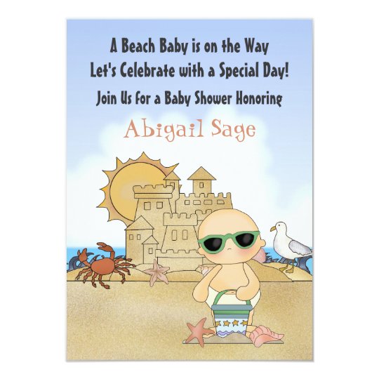 Cool Beach Baby Shower Invitation ~ Neutral