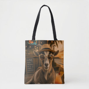Cool Beach Goat with Cocktail Tote Bag