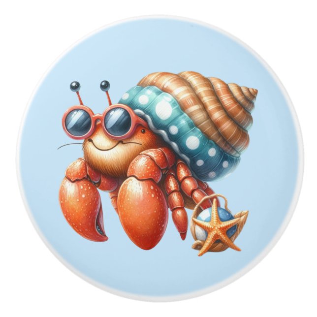 Cool beach house hermit crab lovers  ceramic knob (Front)
