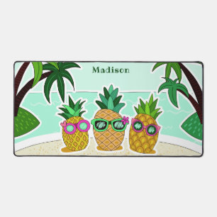 Cool Beach Pineapples custom name Desk Mat