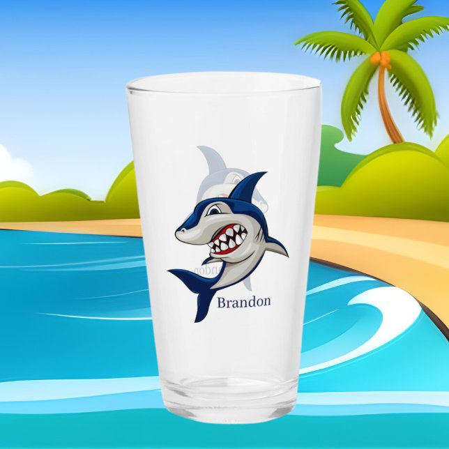 cool beach shark add name glass (Creator Uploaded)