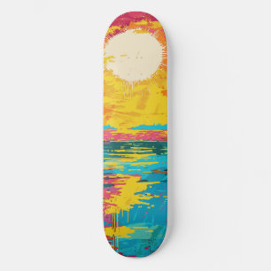 Cool Beach Sunshine Pink and Orange Skateboard