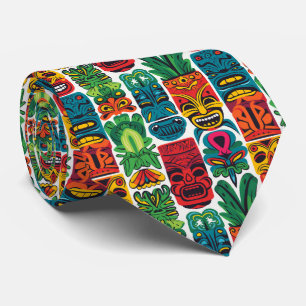 Cool beach tiki head tiled pattern  tie