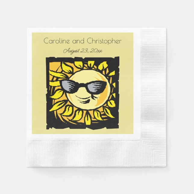 Cool Beach Wedding Party Summer Sun Sunglass Fun Napkin (Front)