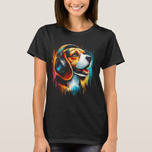 Cool Beagle Dog Headphone Music Art Christmas T-Shirt