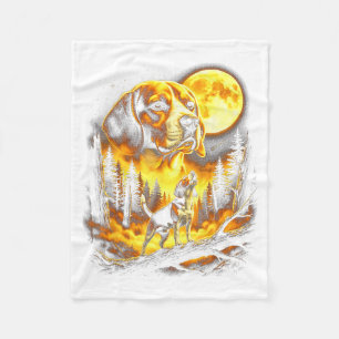 Cool Beagle Dog Howling to The Moon Vintage 90s Fleece Blanket