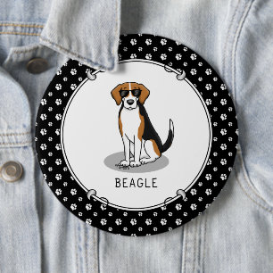Cool Beagle with Sunglasses (tri colour 3) Funny 6 Cm Round Badge