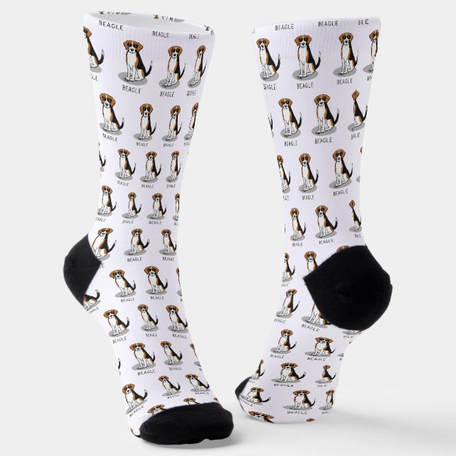 Cool Beagle with Sunglasses (tri colour 3) Funny Socks (Angled)