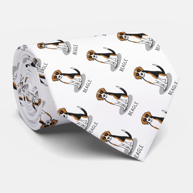 Cool Beagle with Sunglasses (tri colour 3) Funny Tie (Rolled)