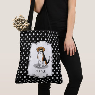 Cool Beagle with Sunglasses (tri colour 3) Funny Tote Bag